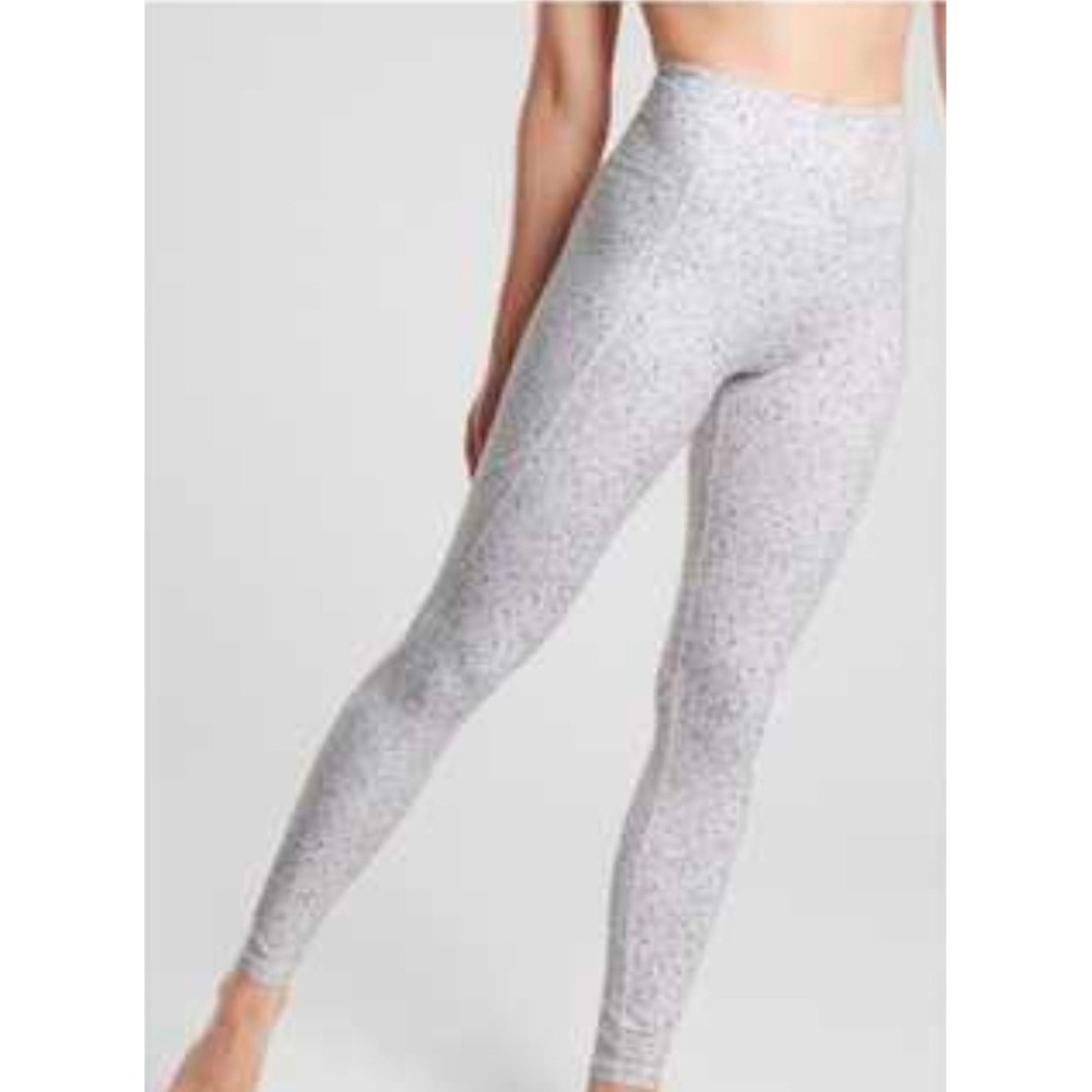 Athleta High Rise Terrazzo Print Leggings with Zip Pockets Gray Blue XS